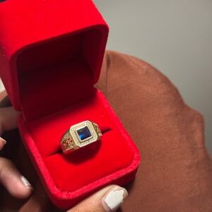 Gold Ring with Blue Stone 10k size 10